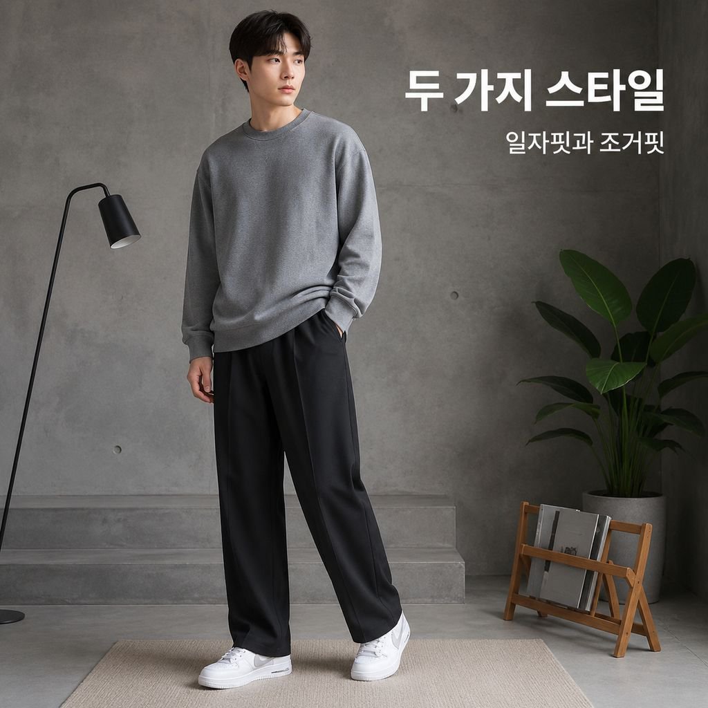 남성용 루즈핏 솔리드 컬러 와이드 레그 캐주얼 팬츠