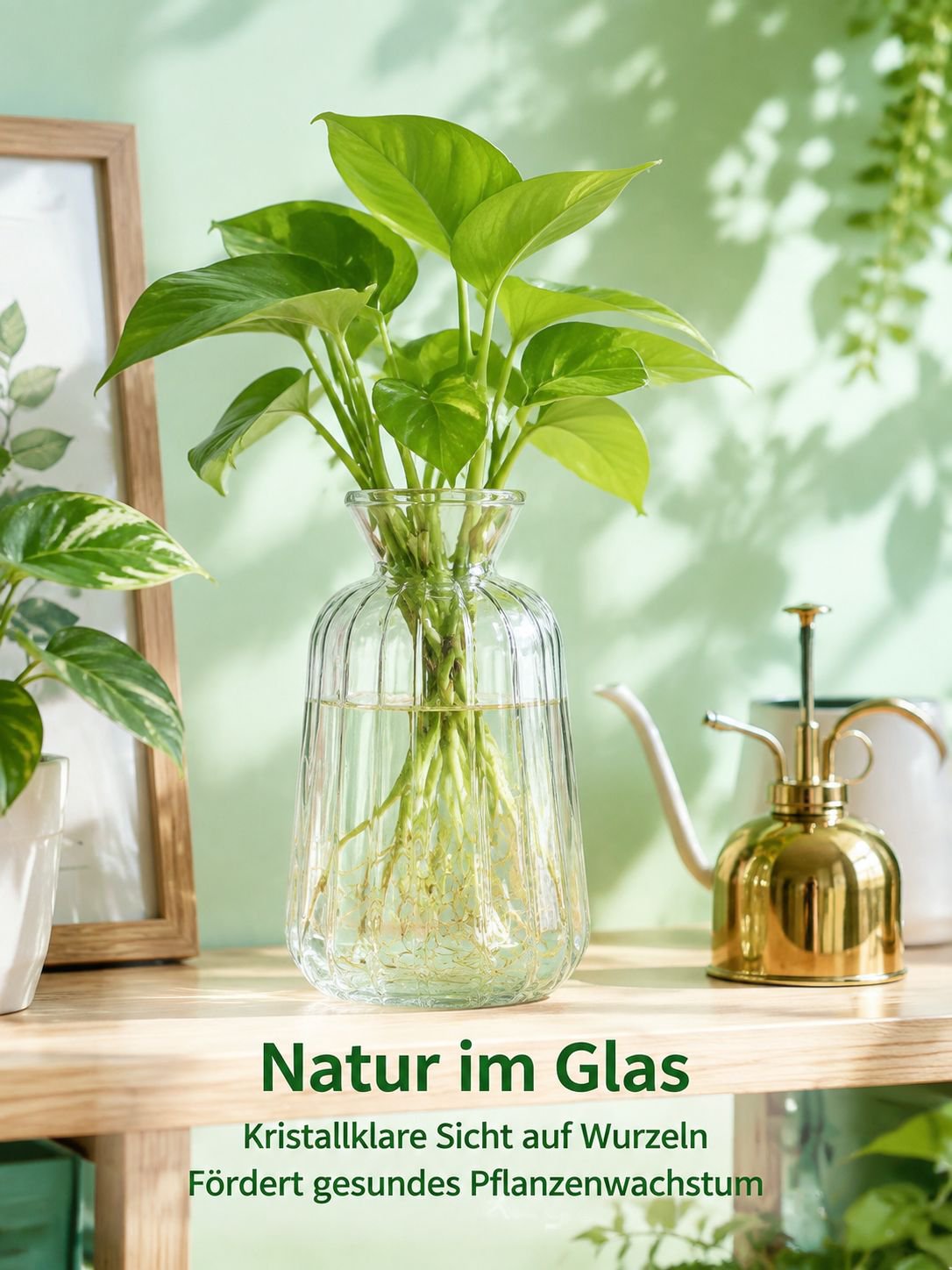Zarte und stilvolle Retro-Vase aus transparentem Glas