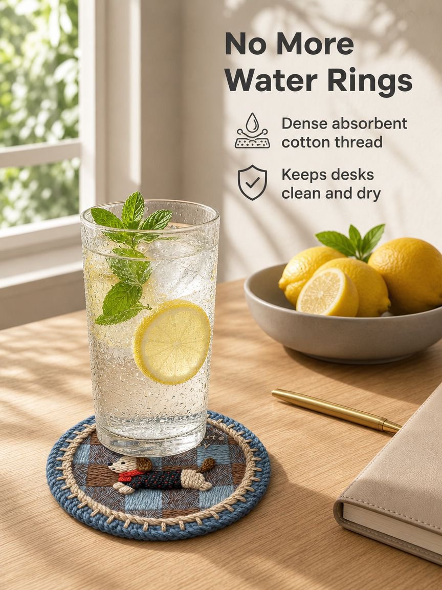 Elegant textured coaster for coffee mugs