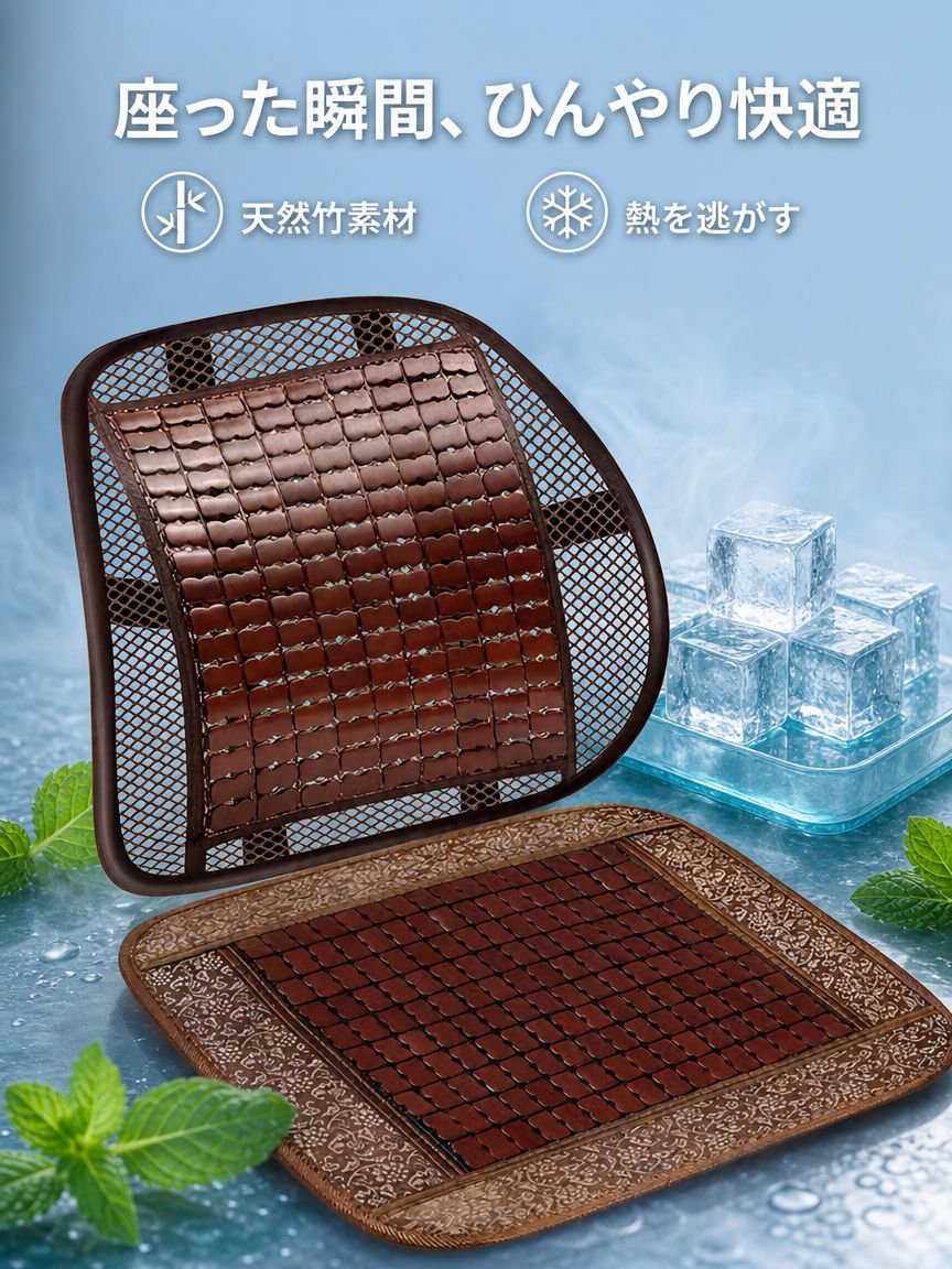 夏用竹製ランバーサポート。通気性の良いメッシュ素材を使用し、家庭、オフィス、車、麻雀マットなど様々な場所で使用できます。