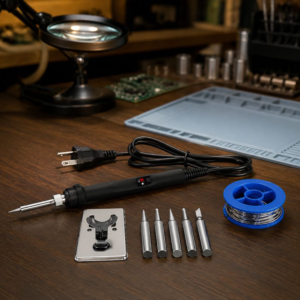 Kit d'outils de réparation avec fer à souder industriel à température réglable