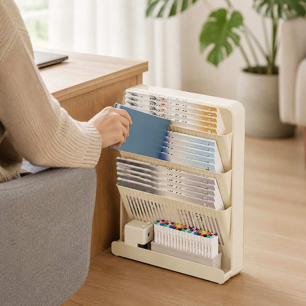 Multi-functional Movable Bookshelf Storage Rack