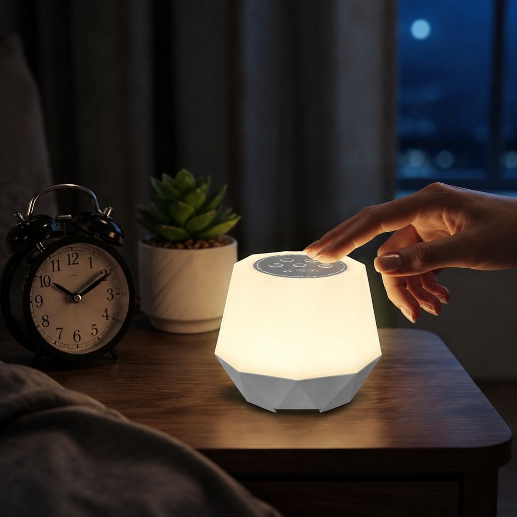 Portable Colorful Night Light, Smart White Noise Soother, Rechargeable Timer Night Lamp