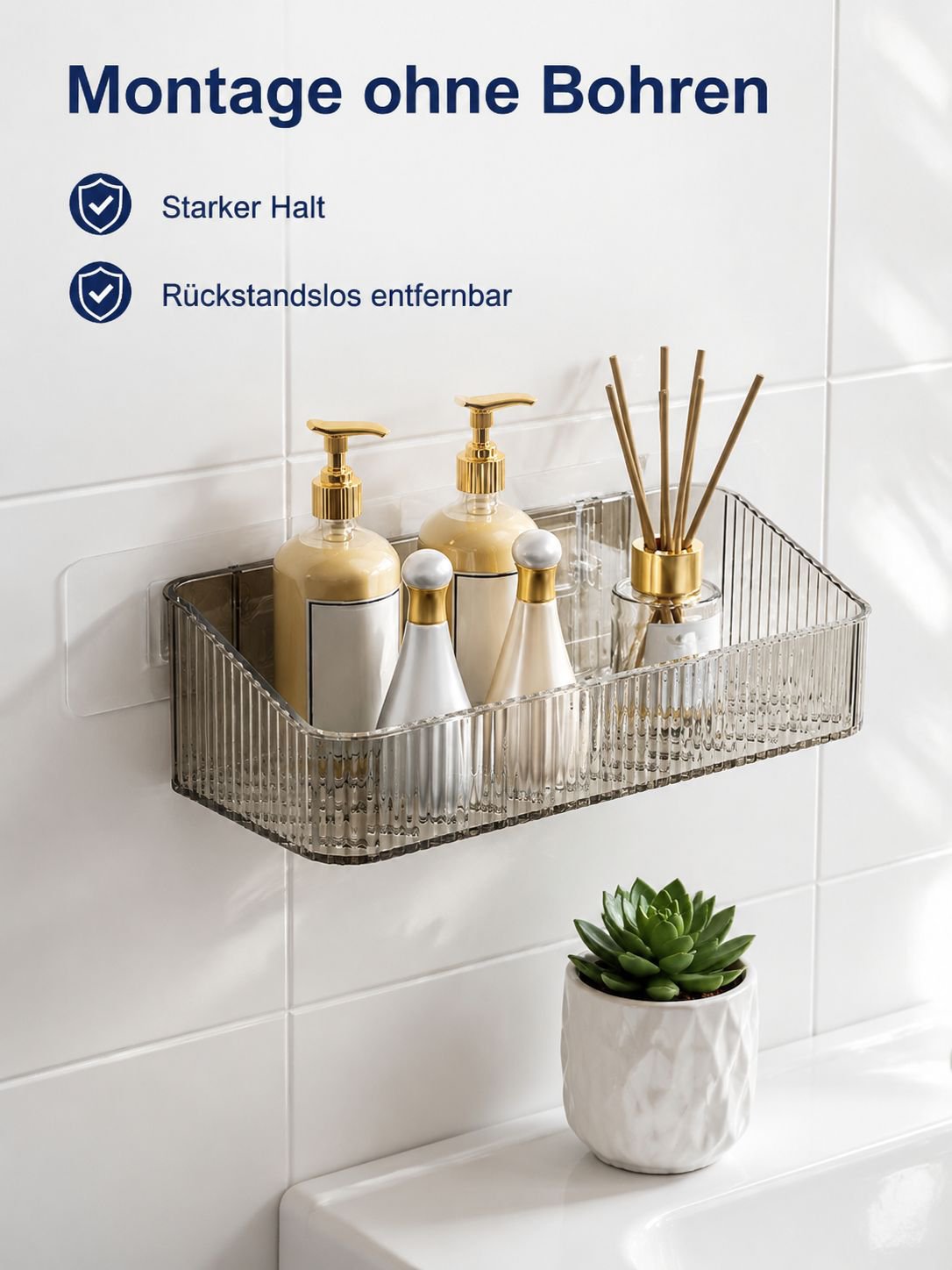 Transparente multifunktionale Badezimmer-Ablage mit Abfluss