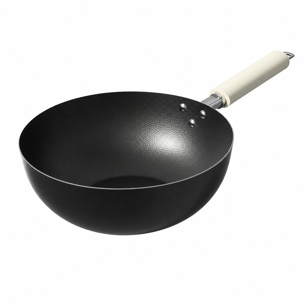 Uncoated Household Iron Deep Frying Pan