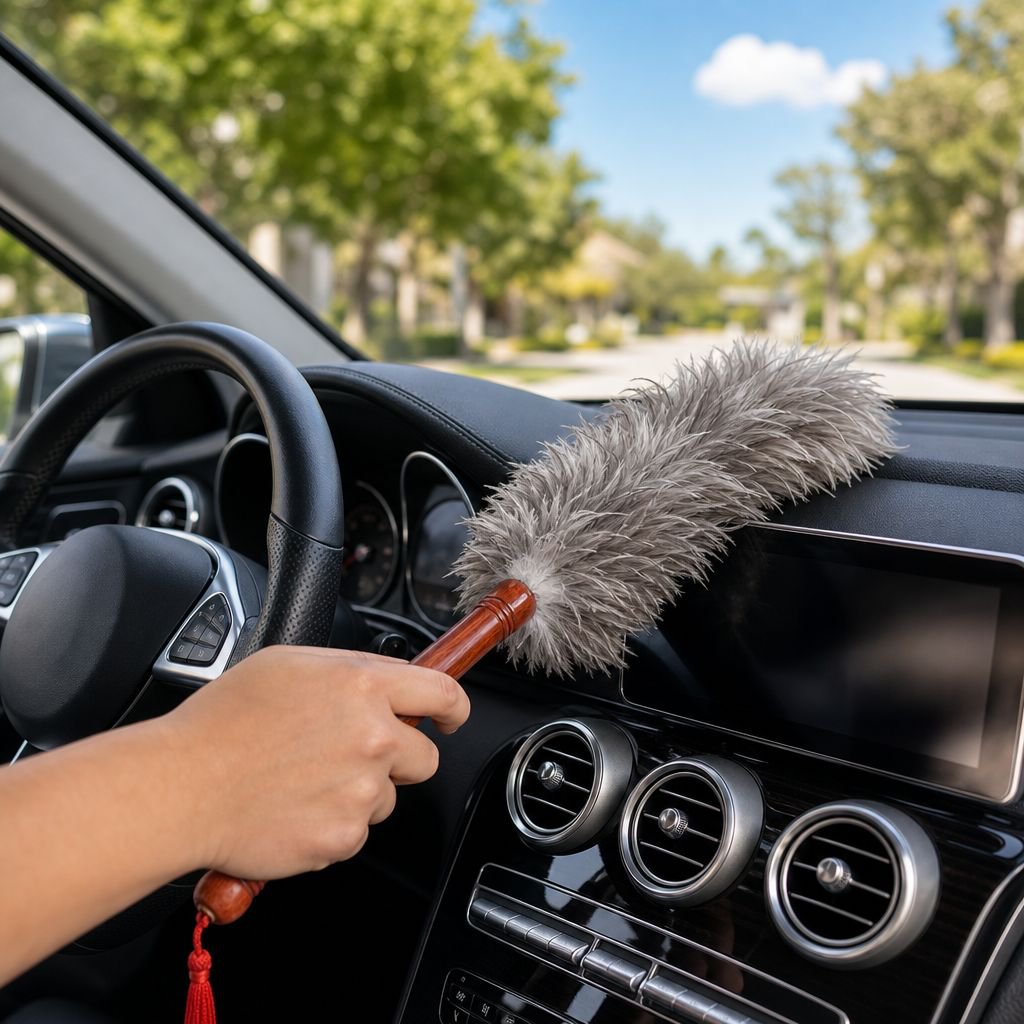Feather duster, for household and vehicle use, extended and thickened for enhanced flexibility, suit