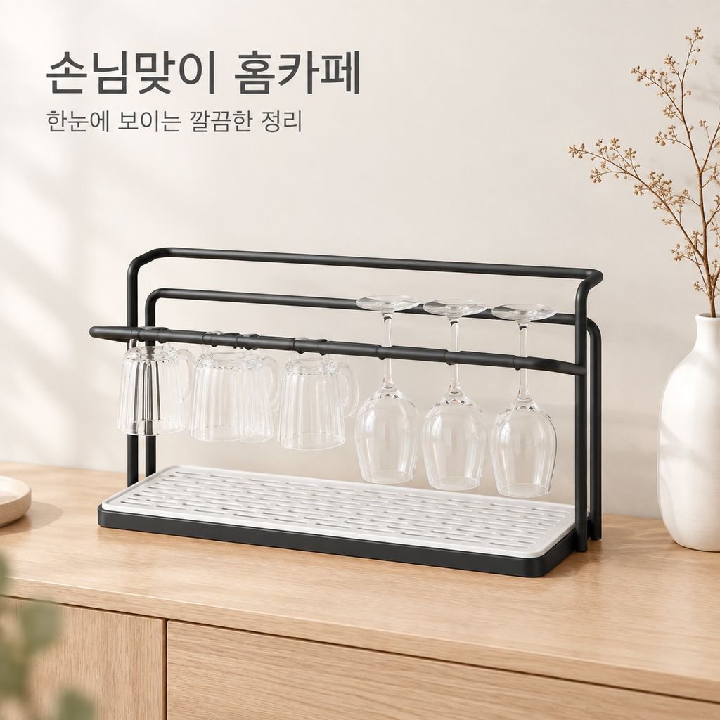 책상 컵 받침대 물빠짐 컵 물컵 와인잔 유리컵 이층 철제로 된 정리대 가정용 침실 정리대