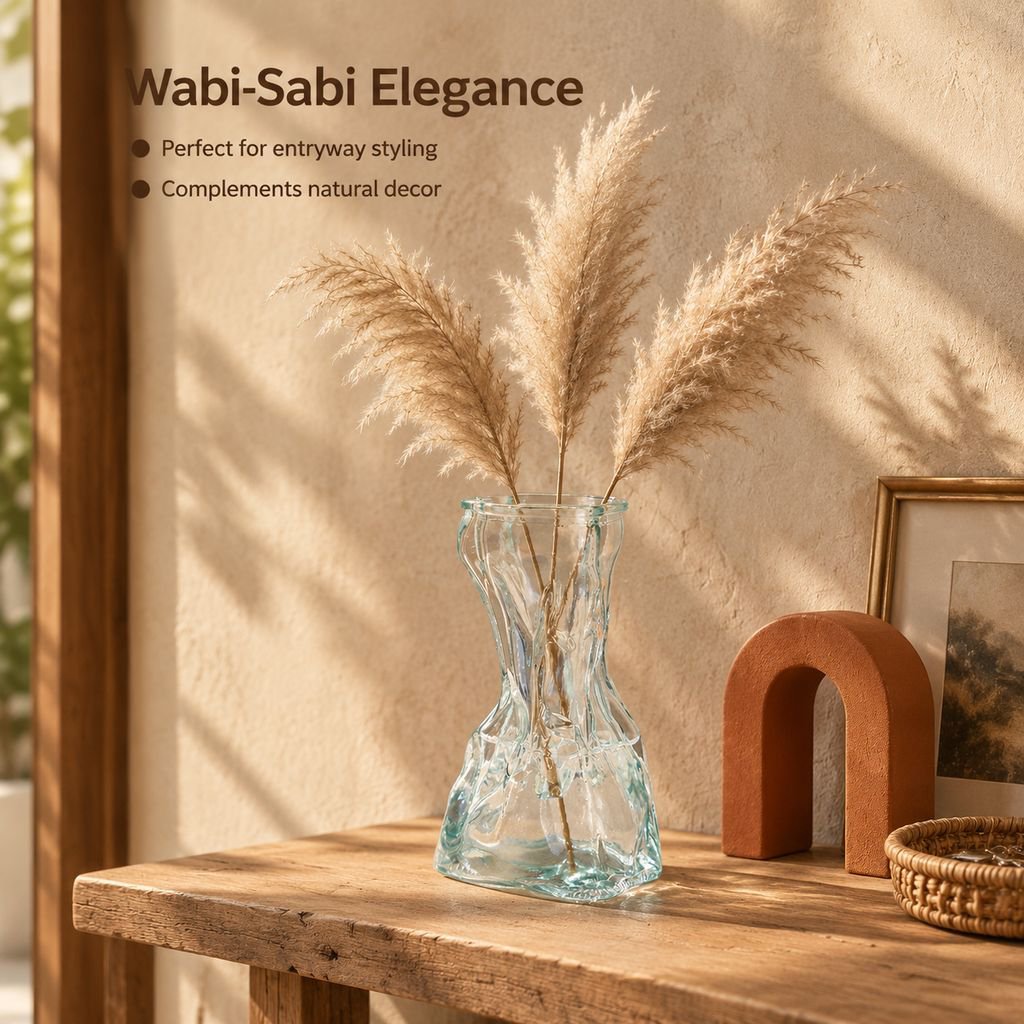 Creative Crystal Glass Vase Coin Bag Shape Flower Planter Indoor Decoration