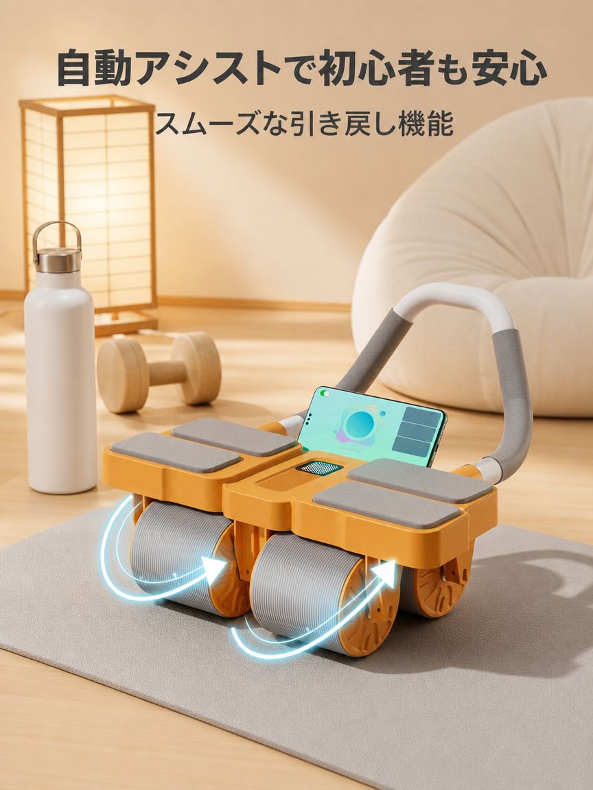 四輪・4肘パット付き腹筋ローラー