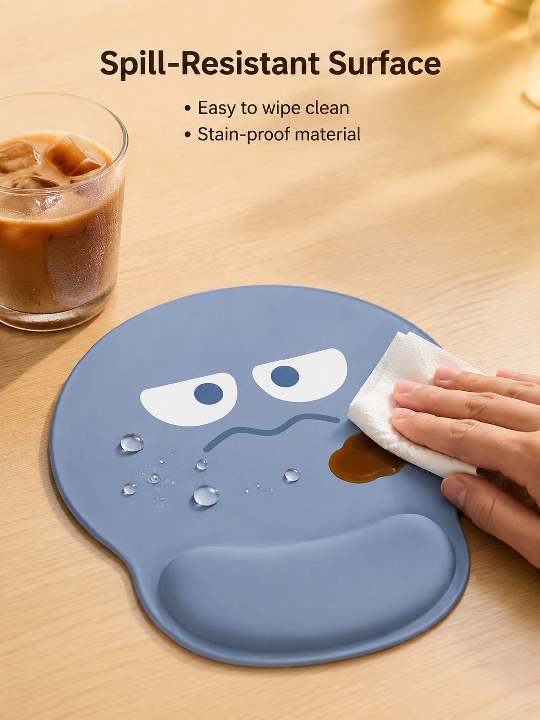 Creative Round Mouse Pad, Comfortable Rubber Wrist Rest, Dirt-proof Office Mouse Pad