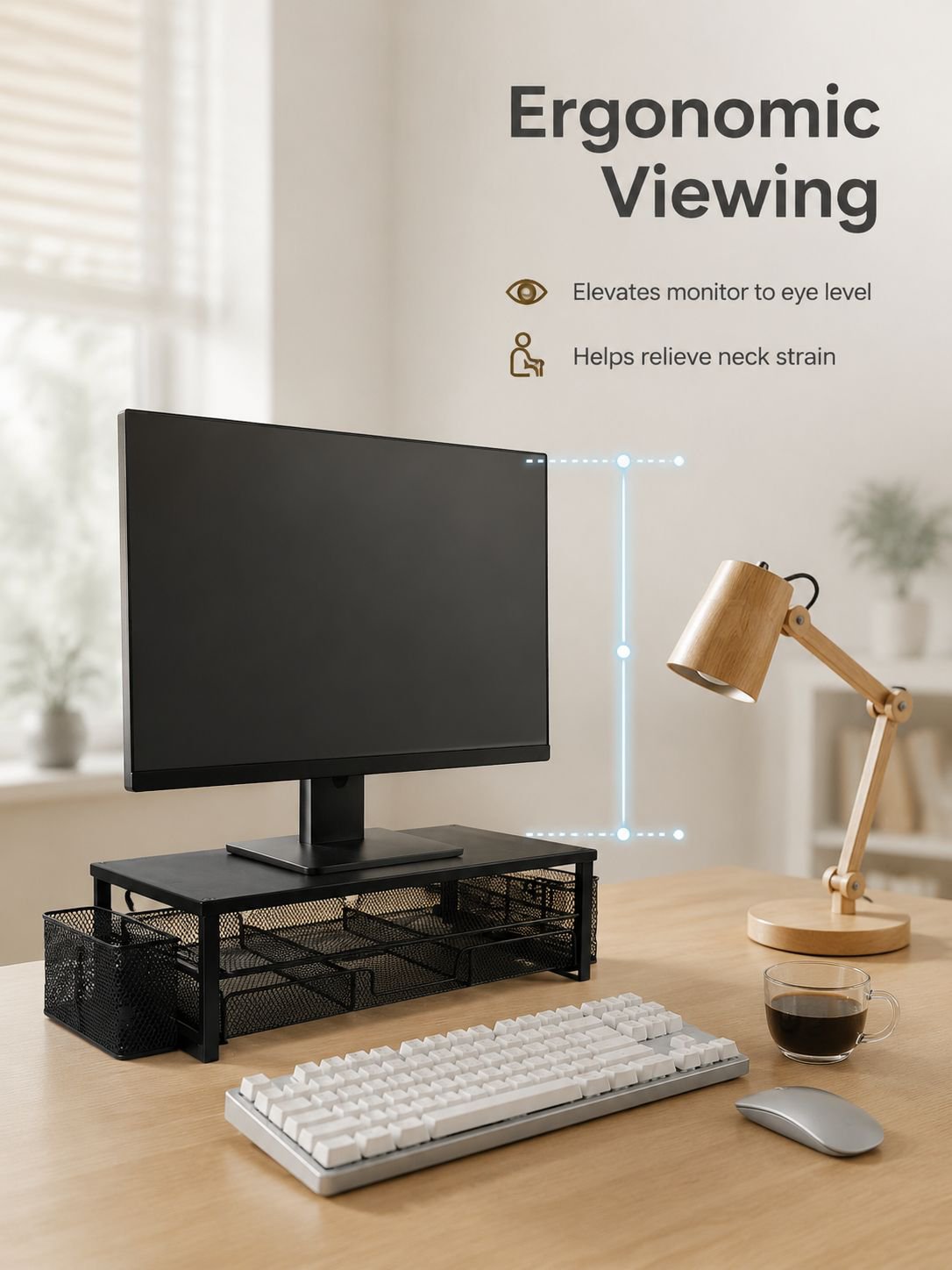 Two-tier workspace organiser with convenient drawer