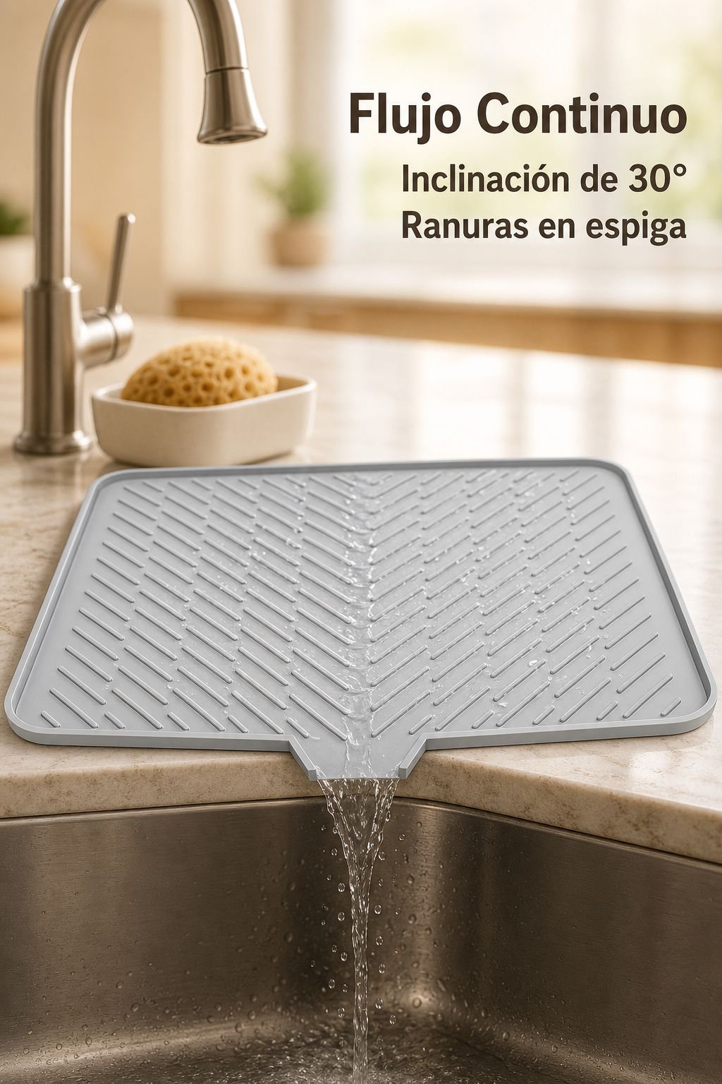 Alfombrilla de drenaje inclinada de silicona para platos grandes