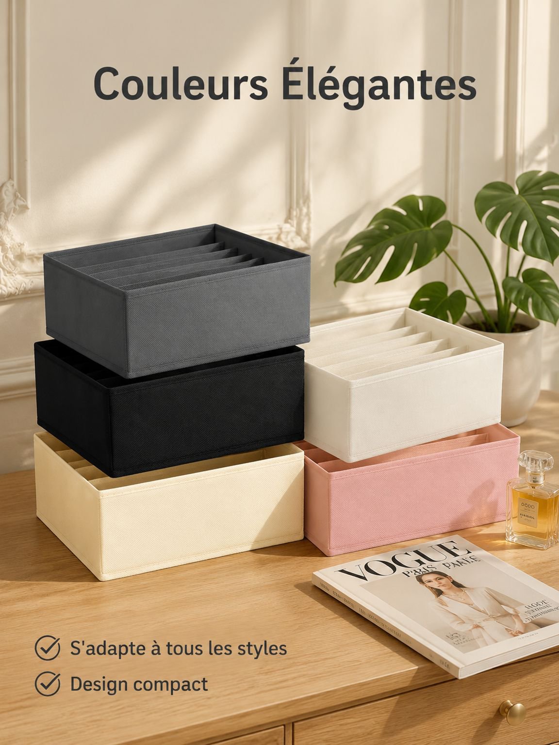Boîte de rangement compartimentée pour sous-vêtements