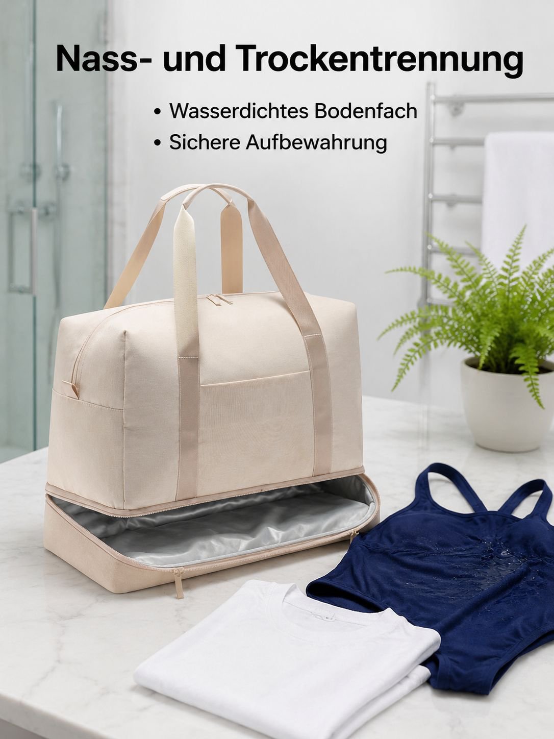 Tragbare Tasche mit Nass-Trocken-Trennung
