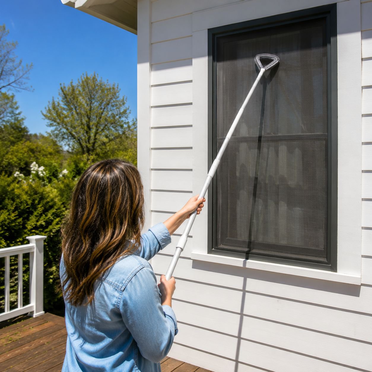 Easy-to-grip handle of mesh screen cleaning brush