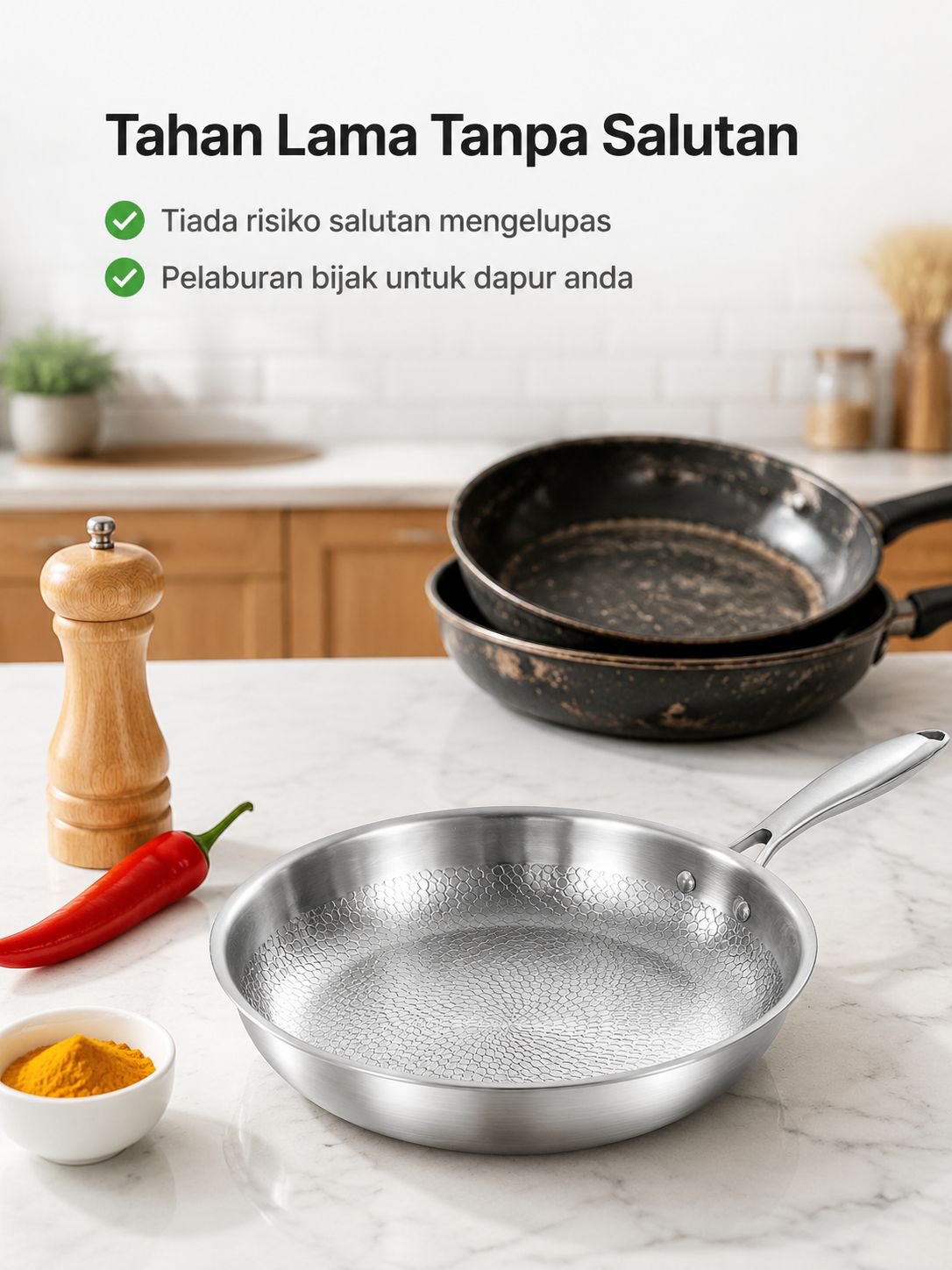 Uncoated Non-Stick Frying Pan