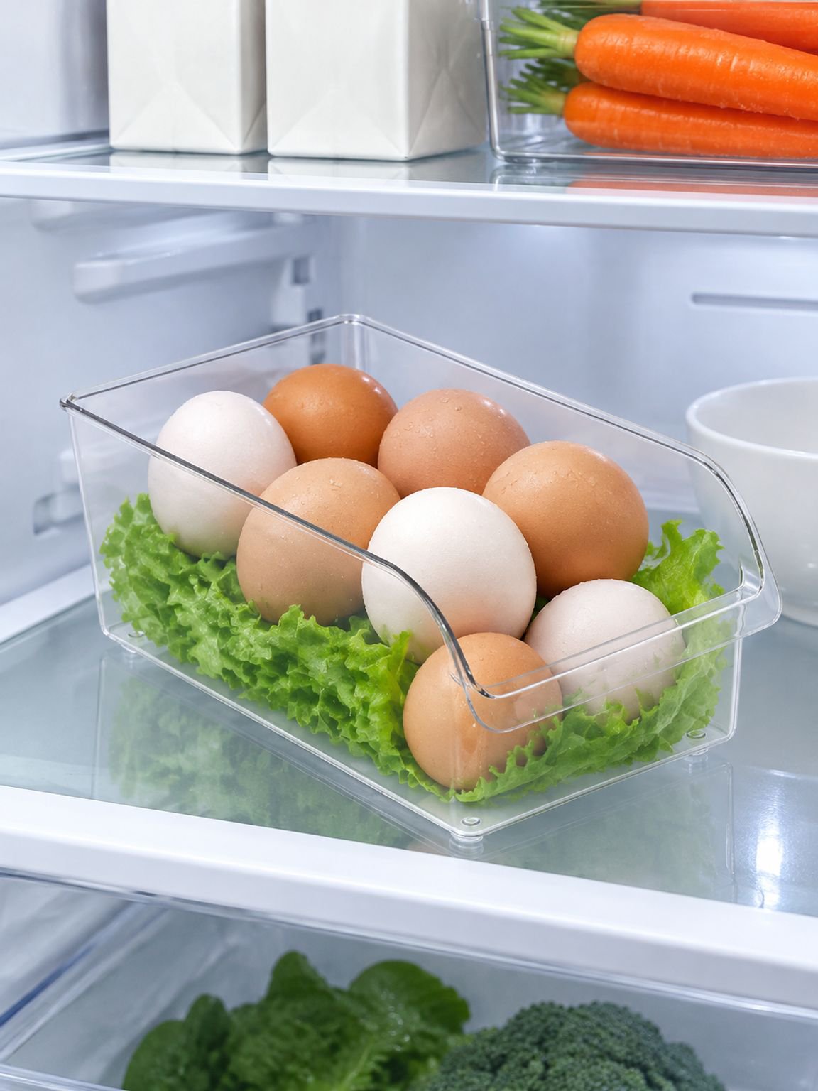 Kühlschrank Organizer Schublade Aufbewahrungsbox für Lebensmittel & Eier