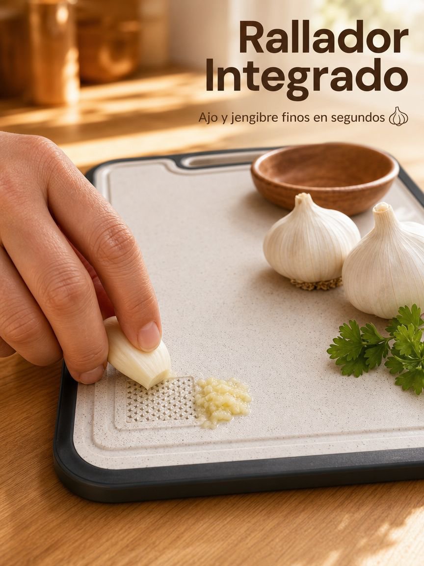 Tabla de cortar multifuncional de plástico y acero inoxidable de grado alimenticio