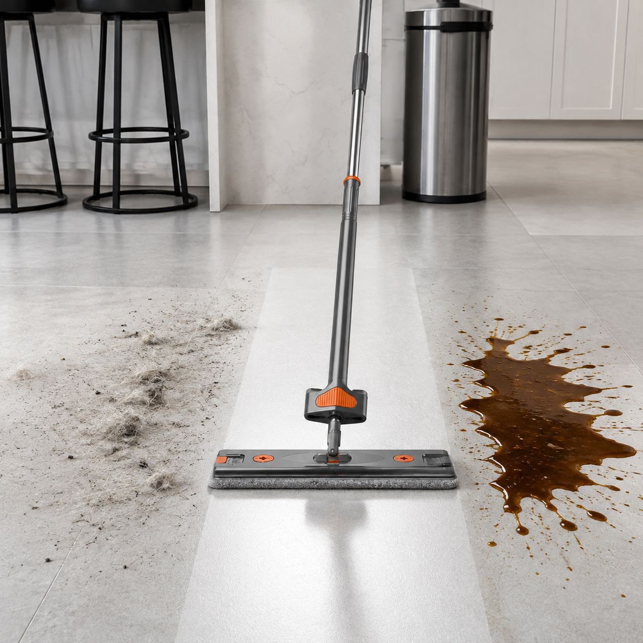 Self-Wringing Wet and Dry Flat Mop with Mop Net
