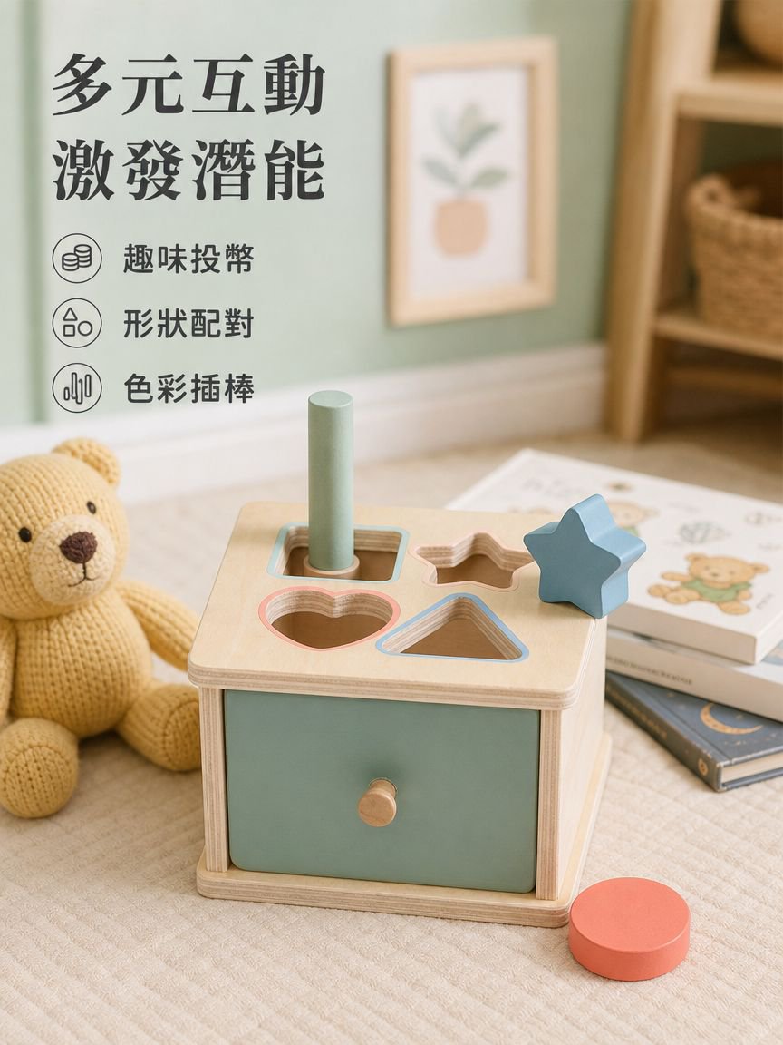 木製顏色認知投幣玩具