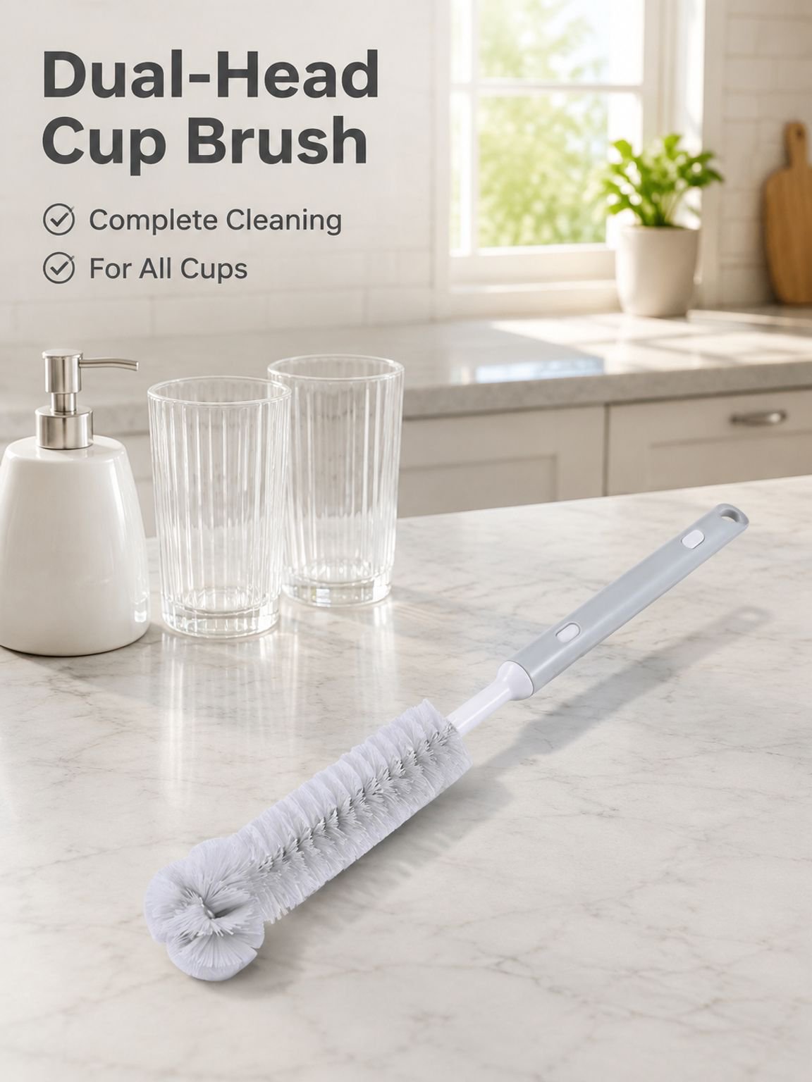 Telescopic portable cup cleaning brush
