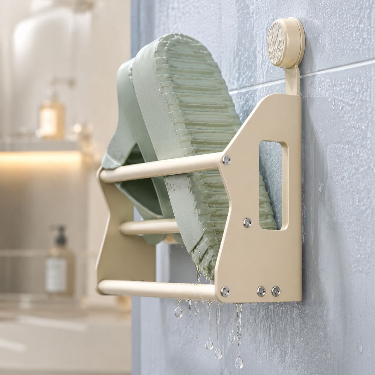 No-Drill Bathroom Storage Rack Door-Mounted Suction Cup Shoe Rack