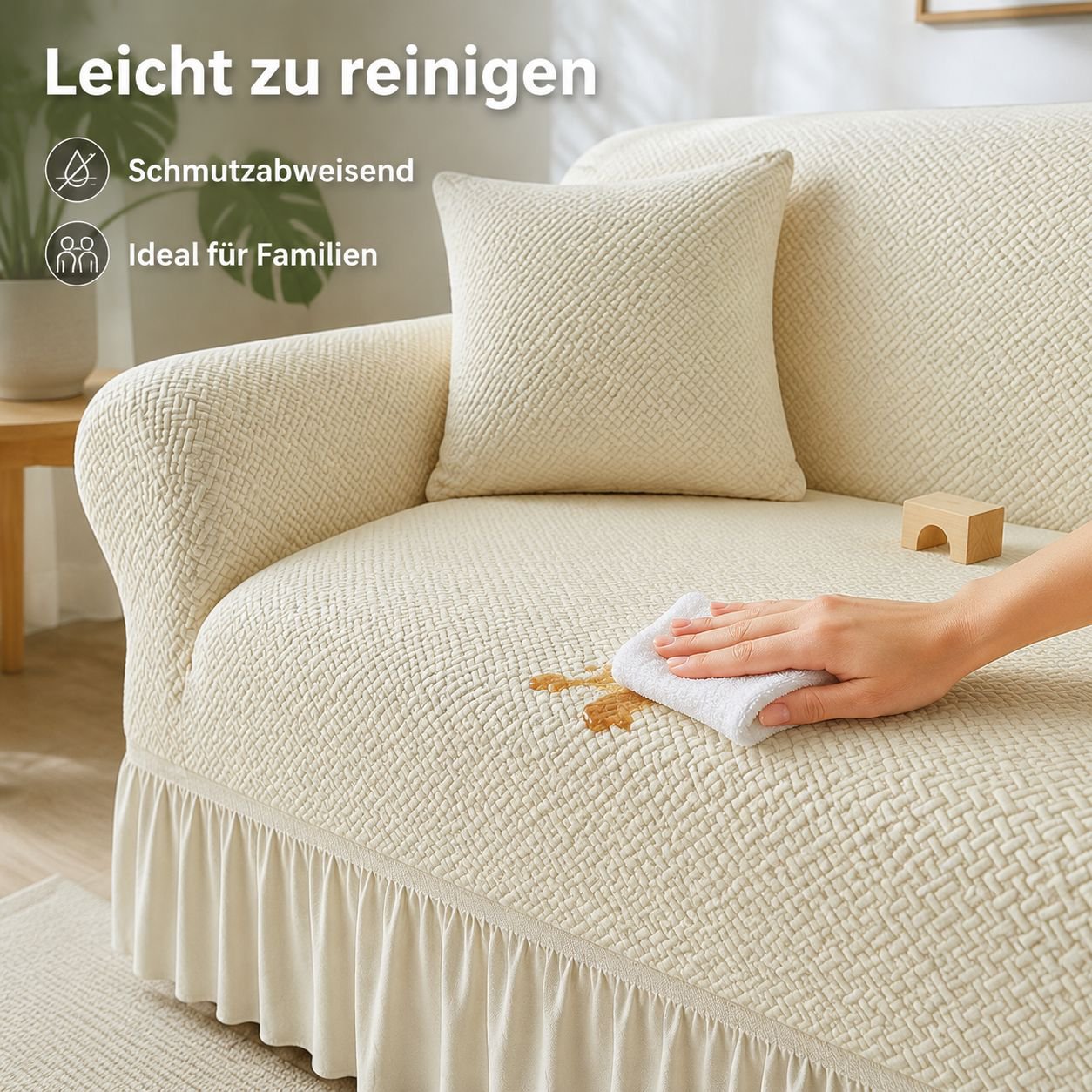 Jacquard Sofaüberwurf mit Rüschen