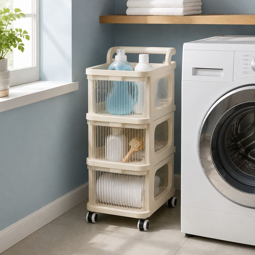 Carro organizador multifuncional de varias capas en cocina moderna