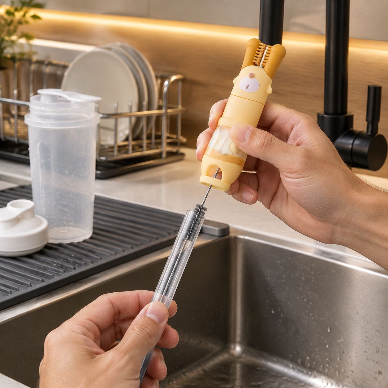 5-in-1 Lid Cleaning Brush, Baby Bottle Cleaning Brush, Infant Cleaning Tool