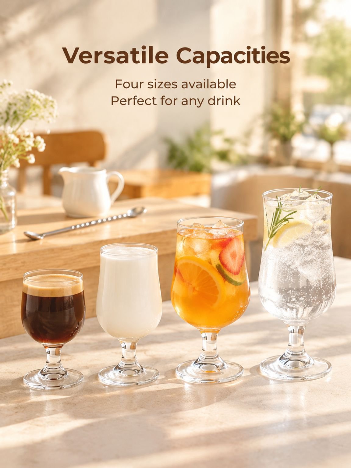 Goblet-style drinking glass for milkshakes