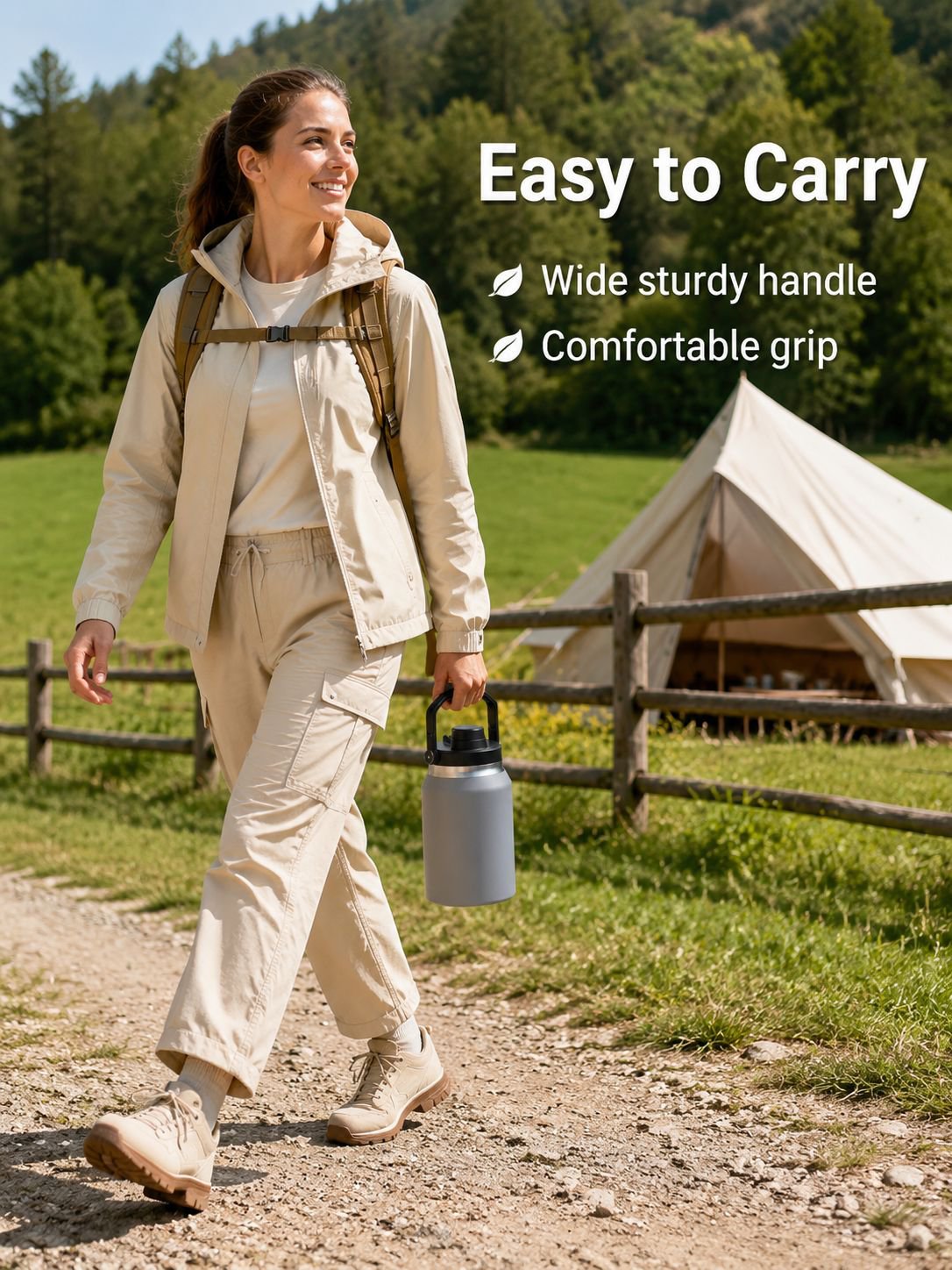 Portable Outdoor Straw Water Bottle & Car Ice Bucket
