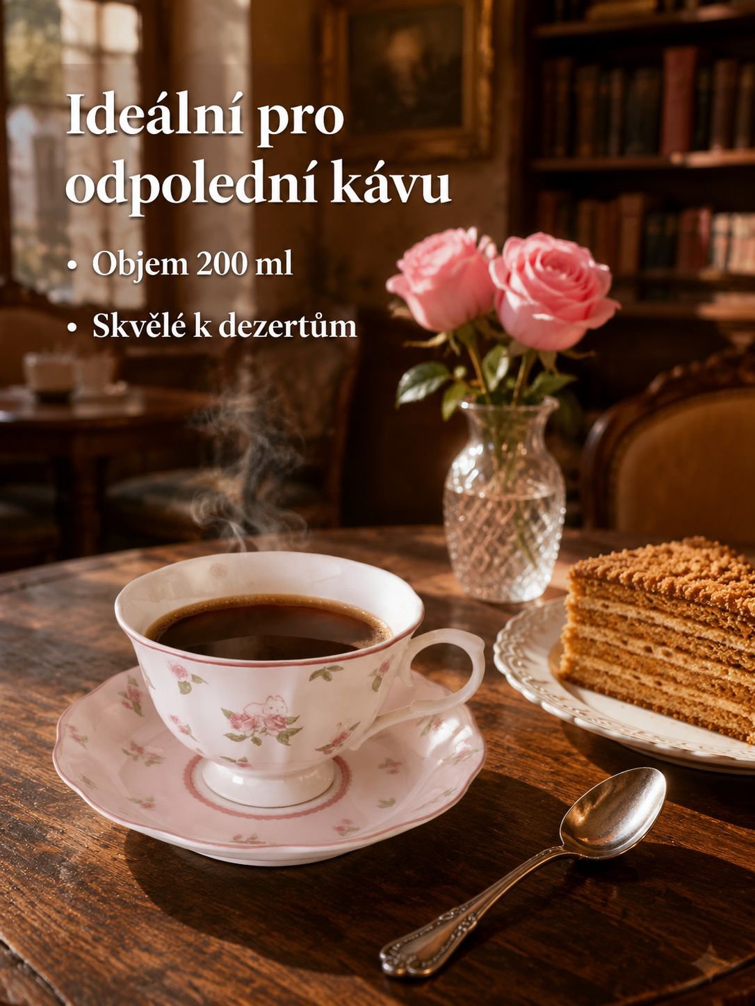 Sada keramických šálků a podšálků na kávu