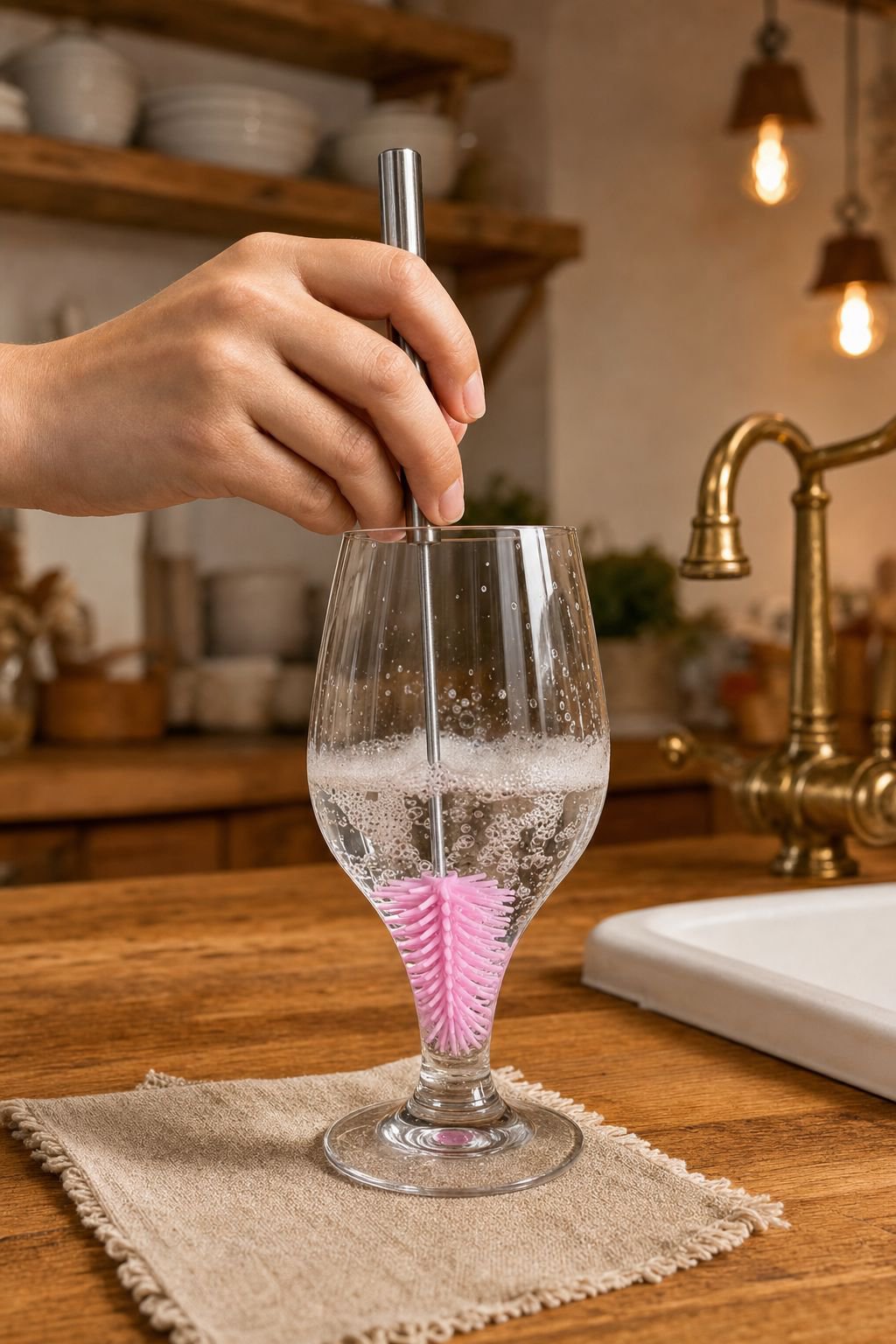 Exquisitely Designed Stainless Steel Press & Spin Brush