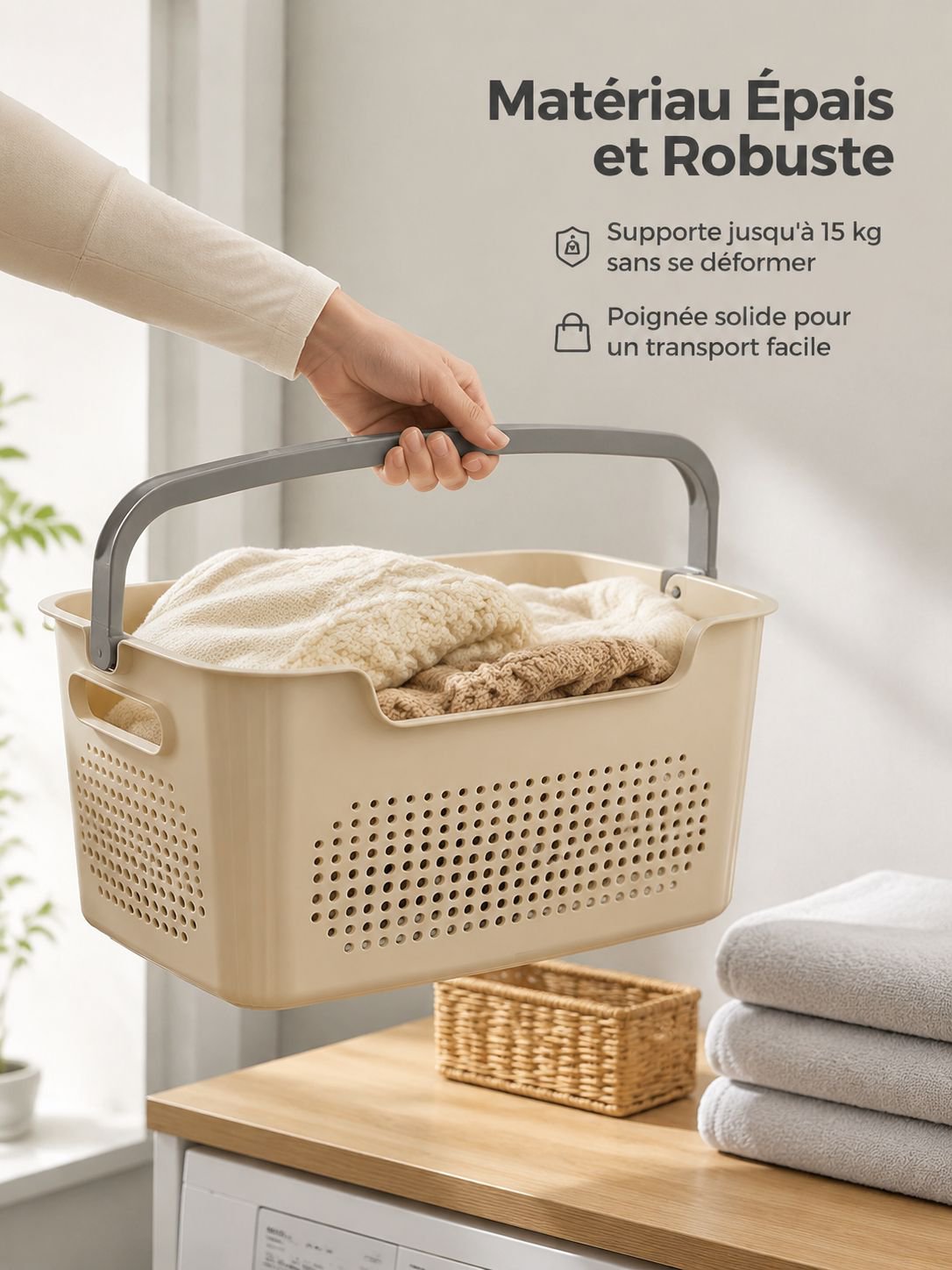 Panier linge sale pliable et facile à transporter