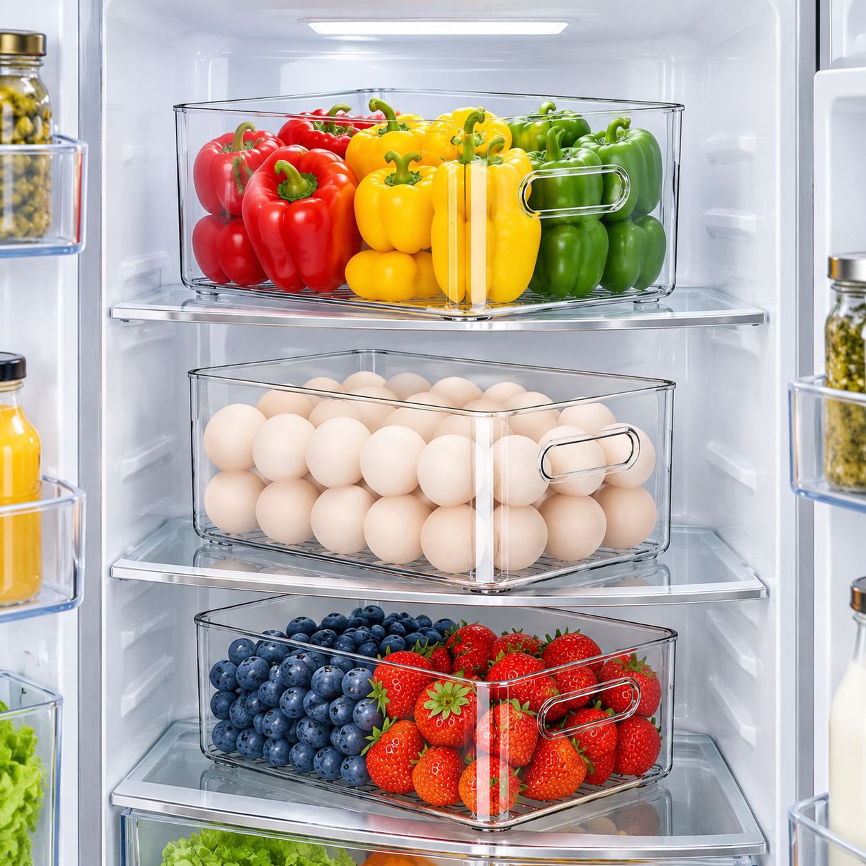 Refrigerator organizer, storage box, egg storage box, freezer-specific kitchen fruit and vegetable d