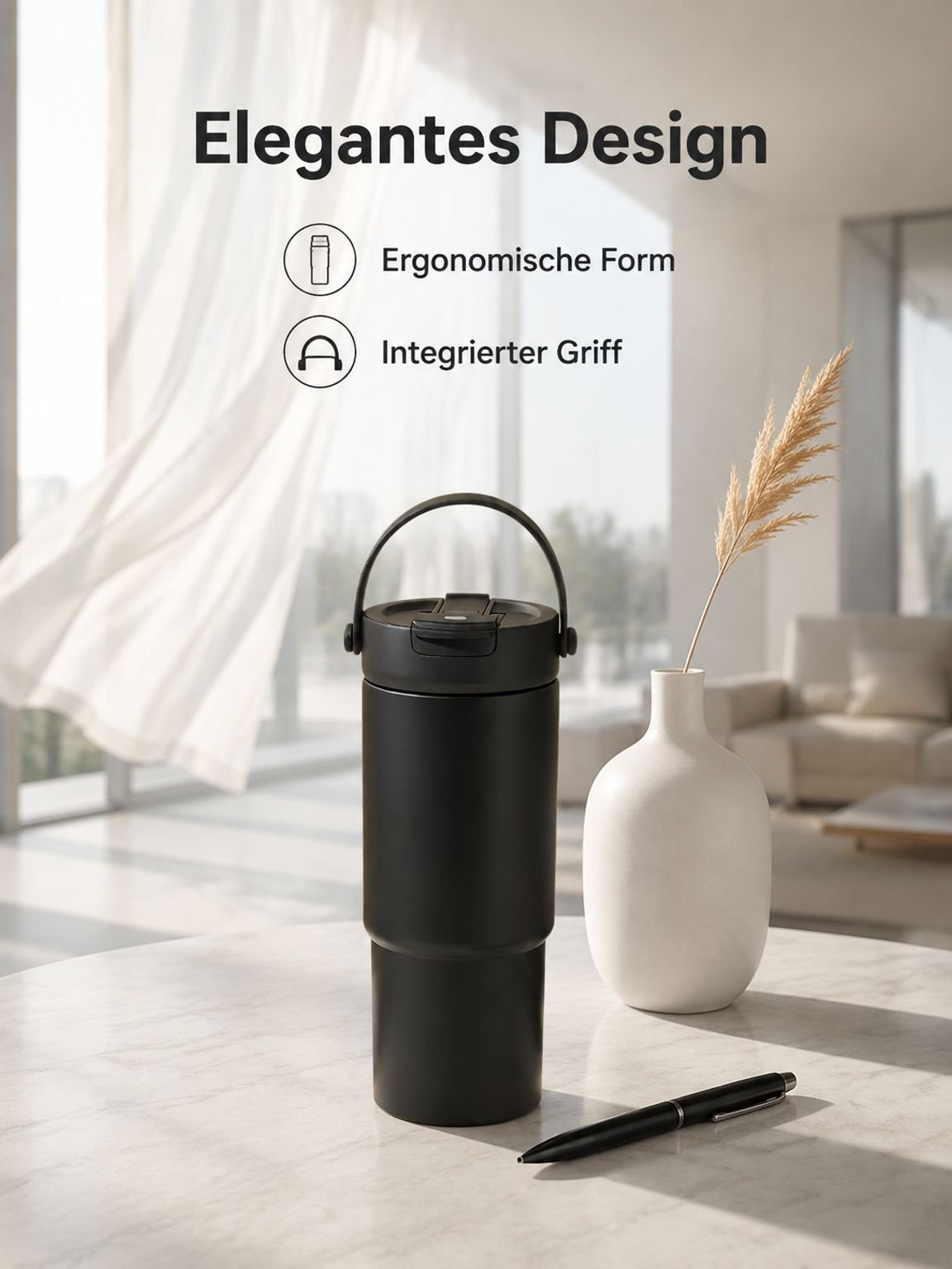Stylische Keramik-Thermoflasche mit viel Volumen