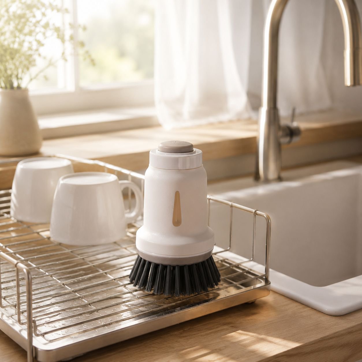 Brosse à casserole longue durée en matériaux solides