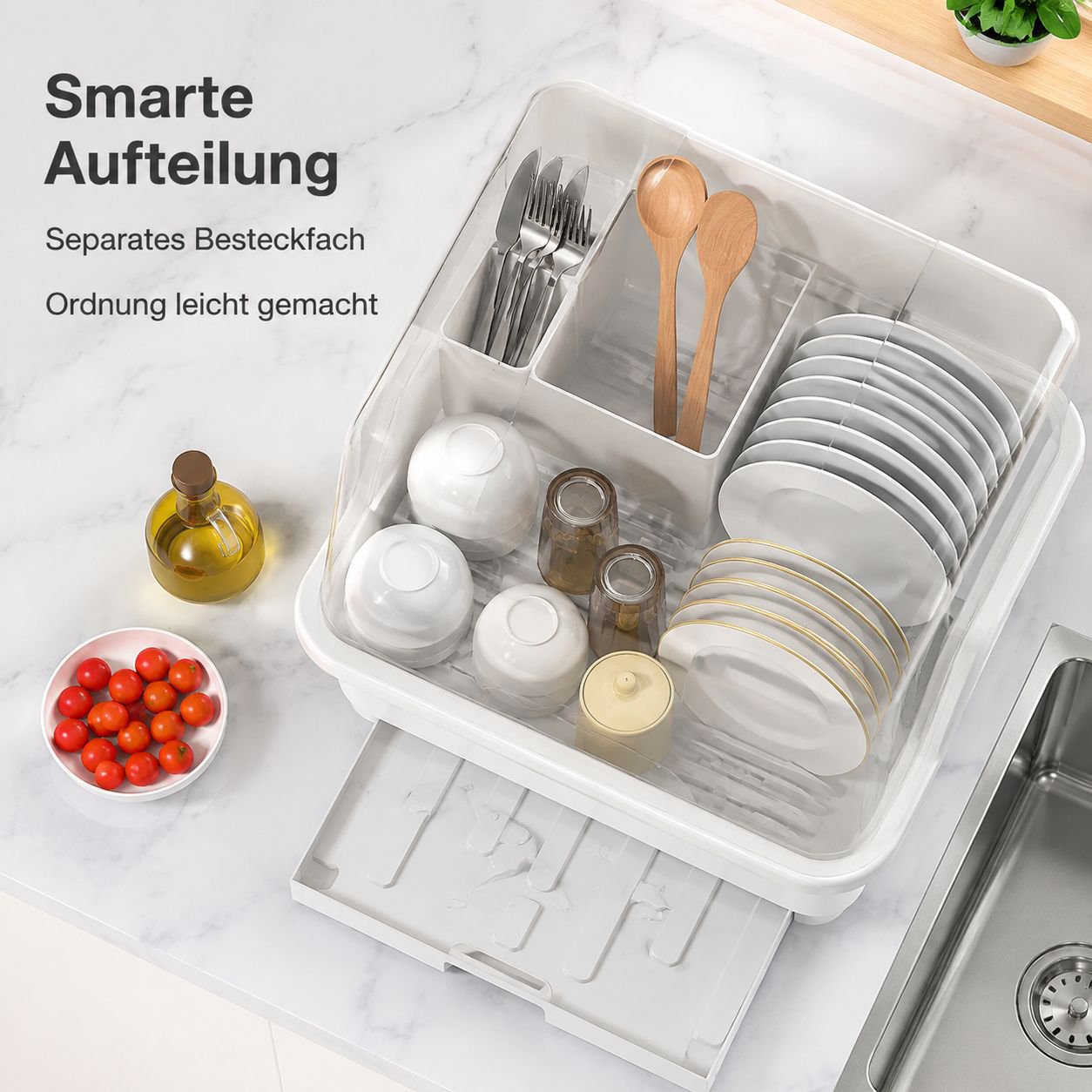 Freistehendes Geschirrabtropfgestell für die Küche