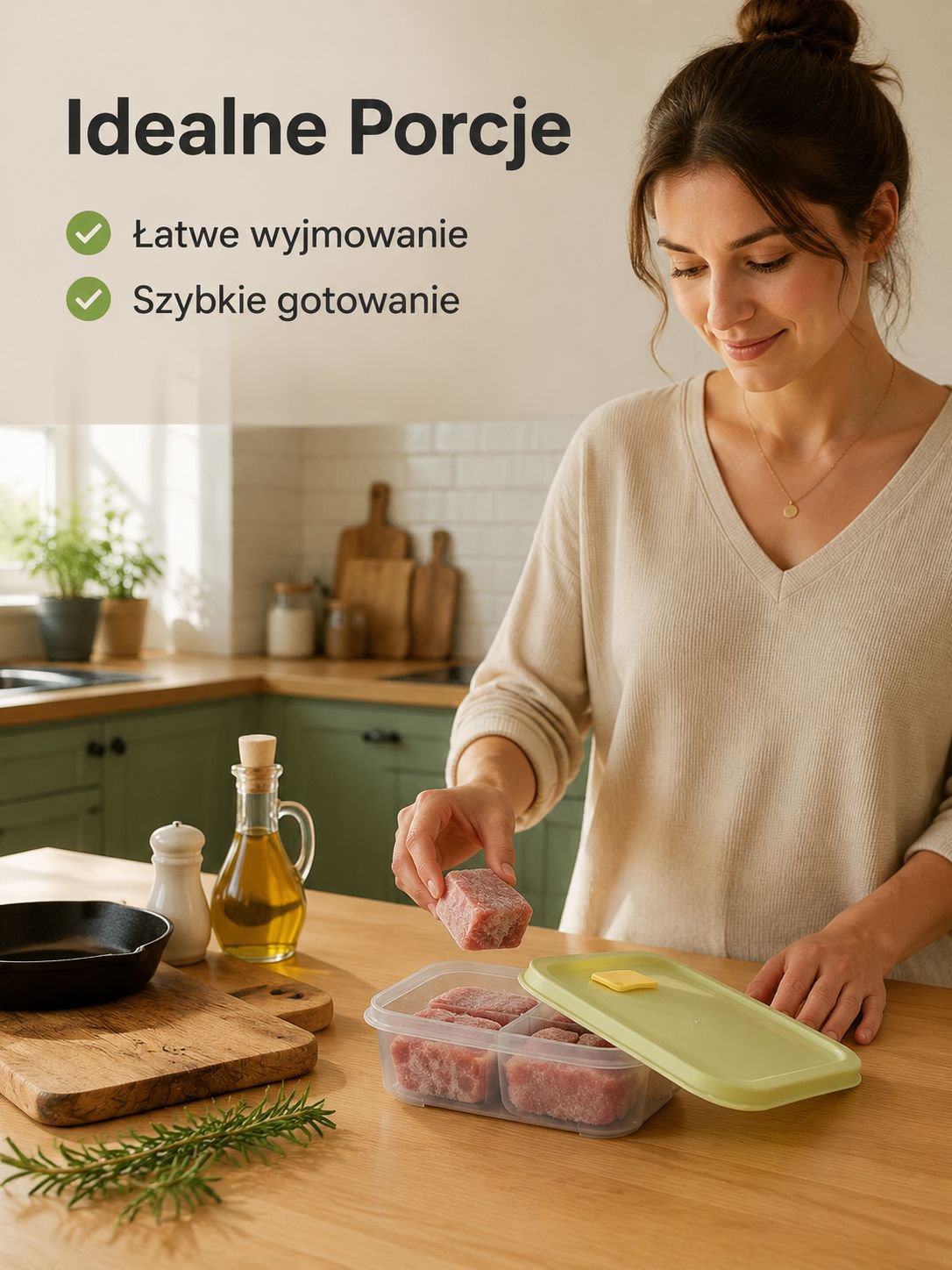 Pudełko z przegródkami do mrożonego mięsa do lodówki
