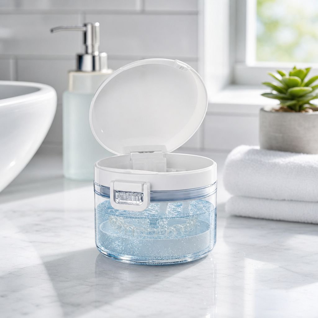 Aligner box demonstrating easy-to-clean design