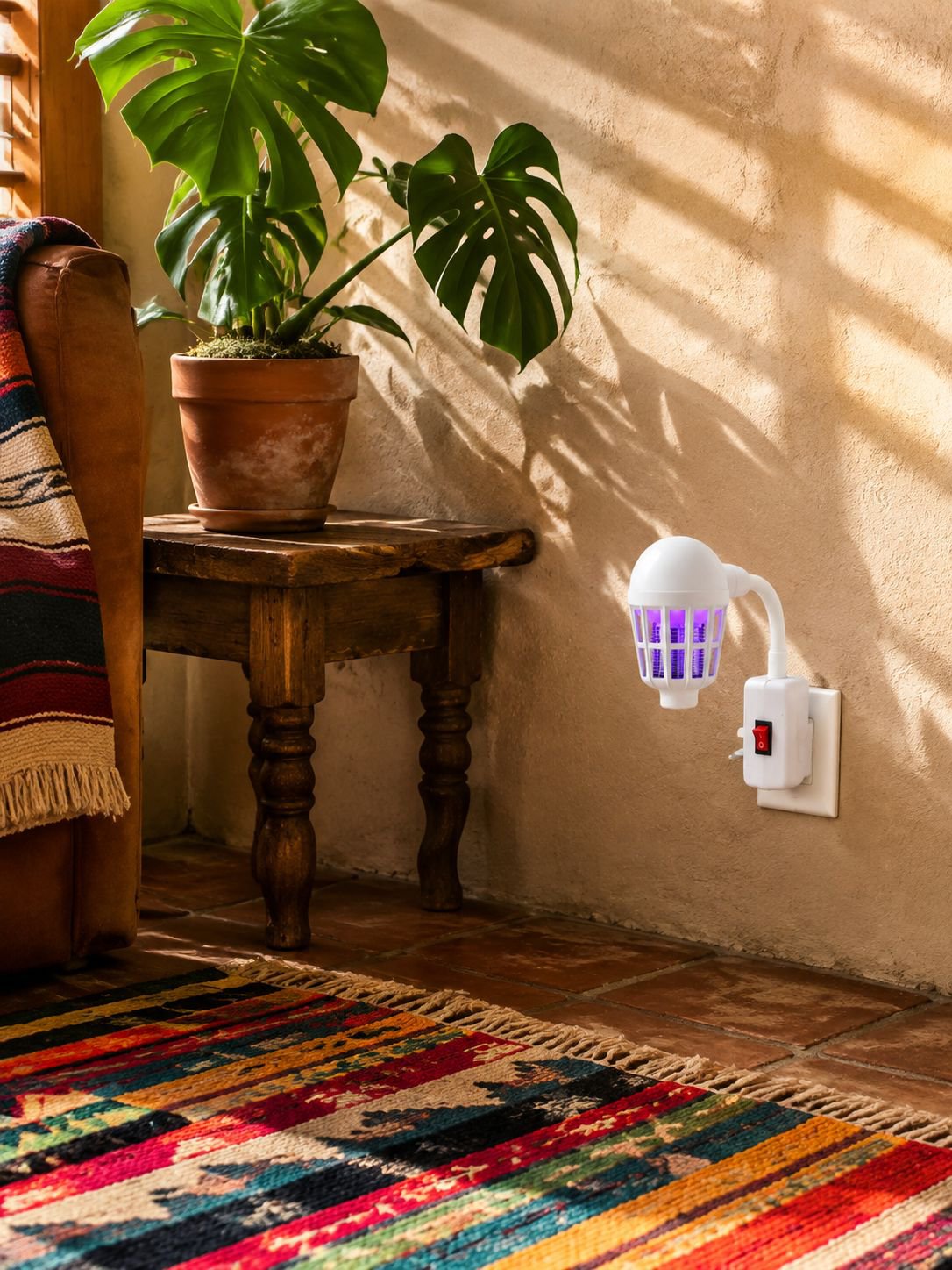 Lámpara LED antimosquitos en uso en el salón