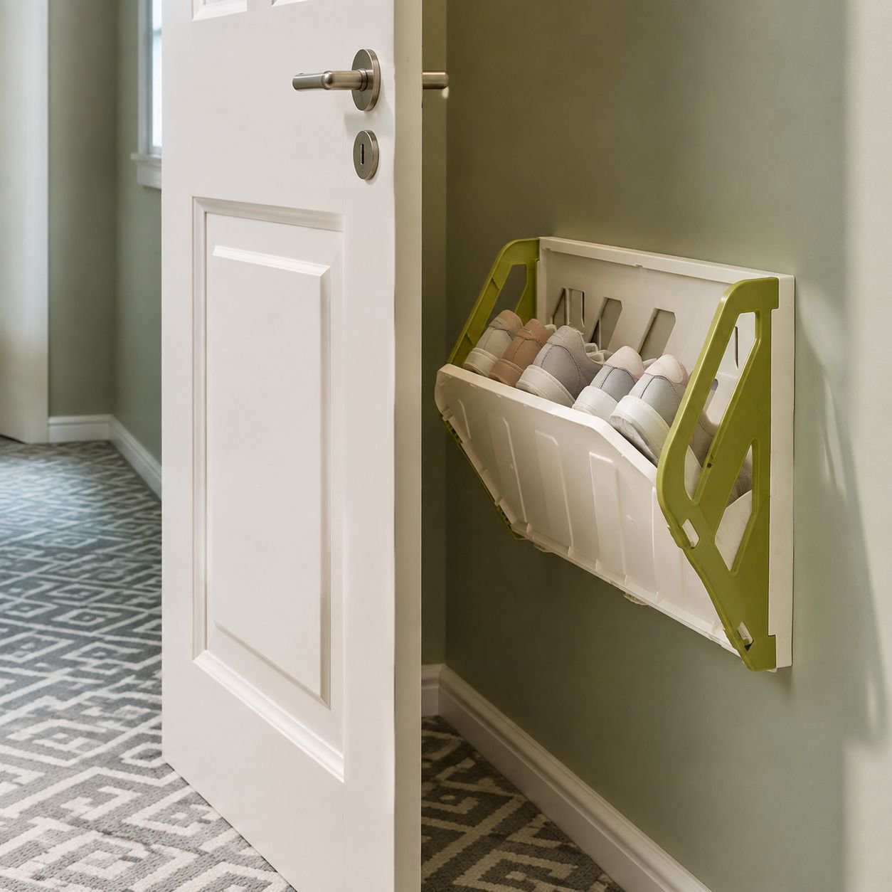 Wall-Mounted No-Drill Shoe Rack for Door, Home Entryway & Bathroom Slipper Storage