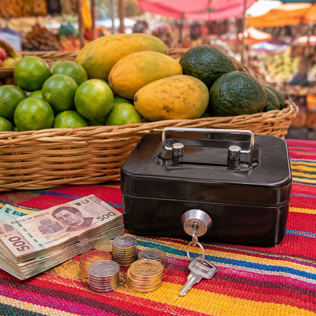 Detalle del candado de combinación en la caja