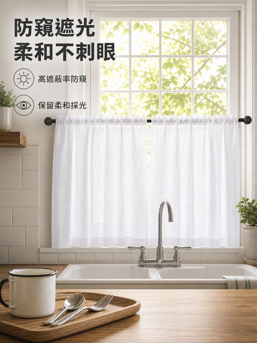亞麻廚房遮光隔斷窗簾