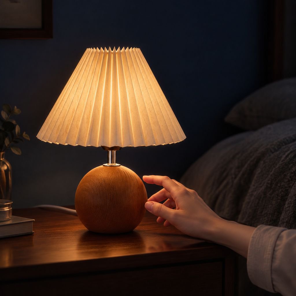 Nordische Falten-Lampe für Schlafzimmer und Nachtlicht
