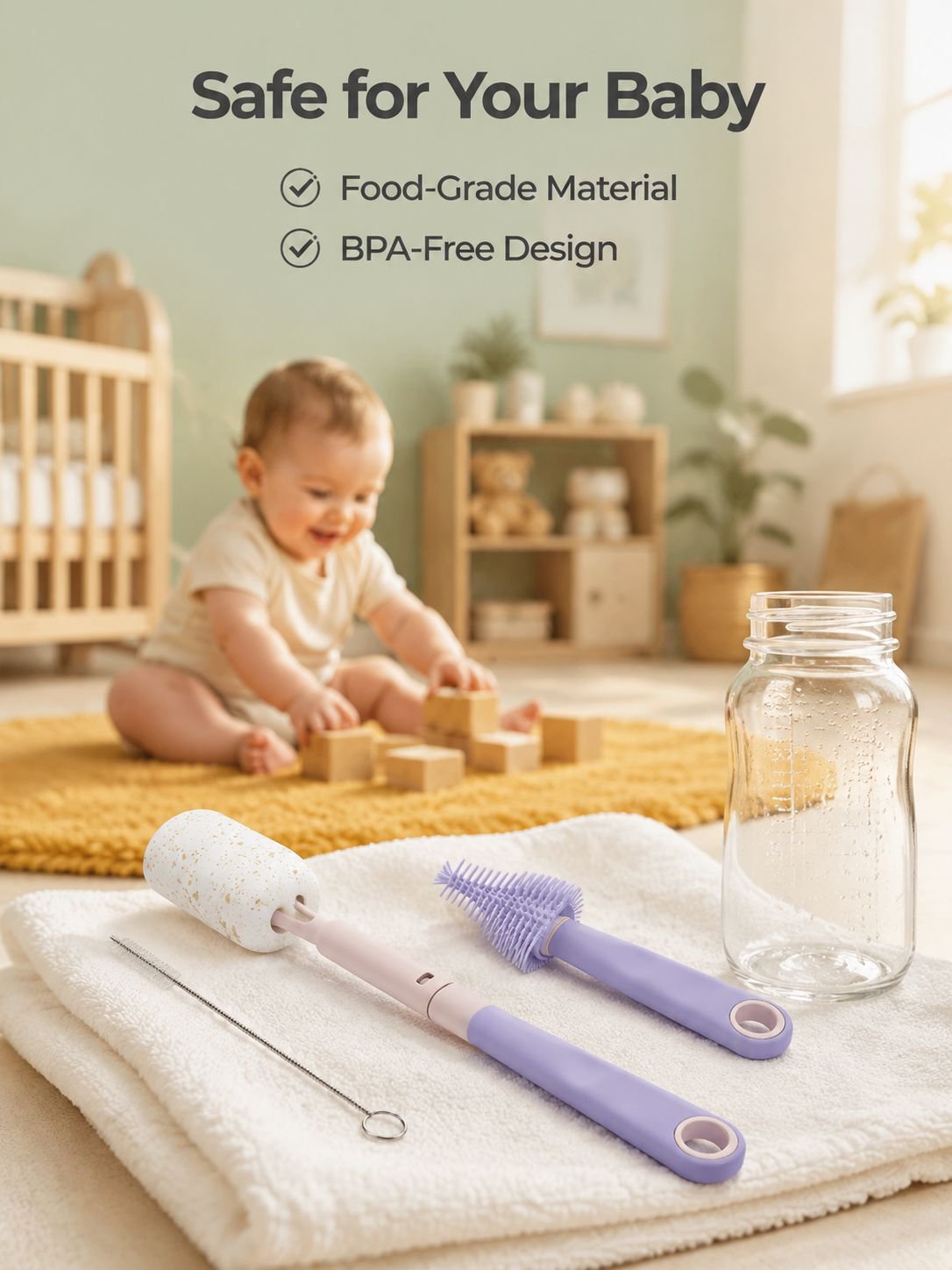 Easy-to-carry travel bottle brush for babies