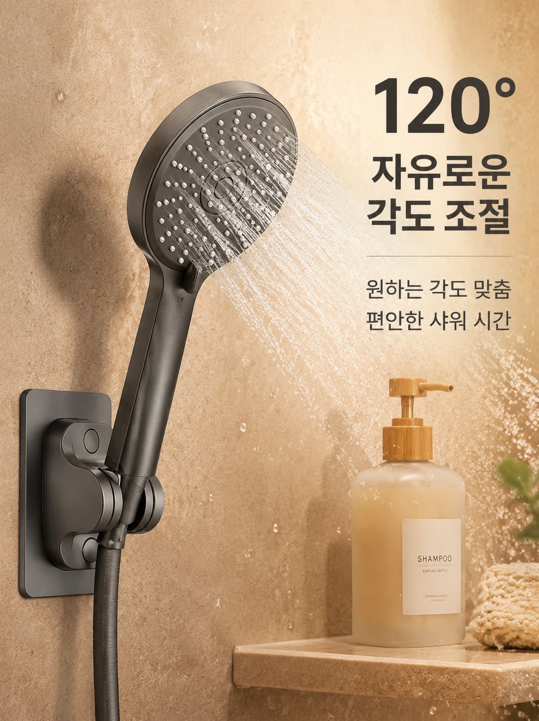 설치 필요 없는 무타공 샤워기 홀더