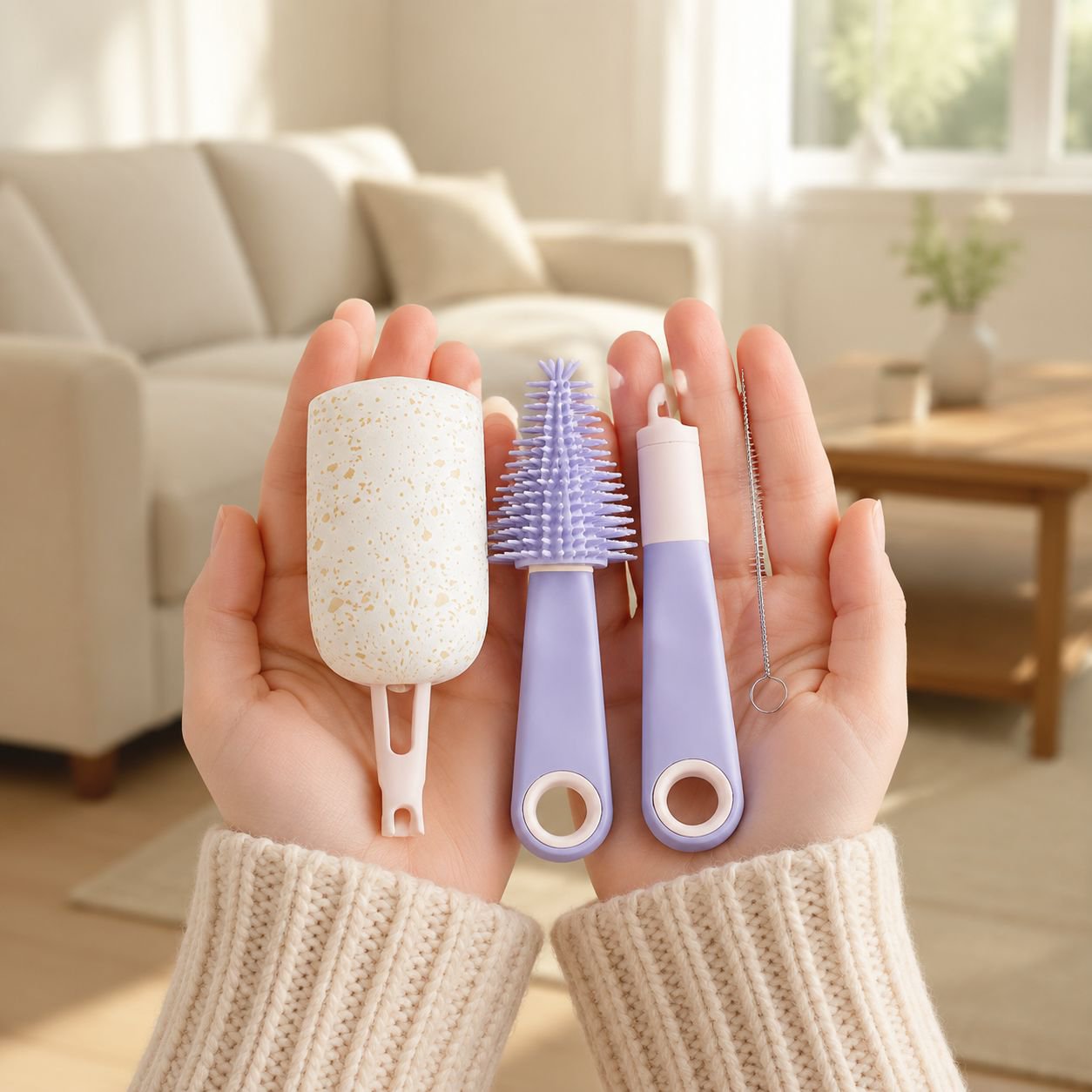 baby bottle brush with ergonomic handle for travel