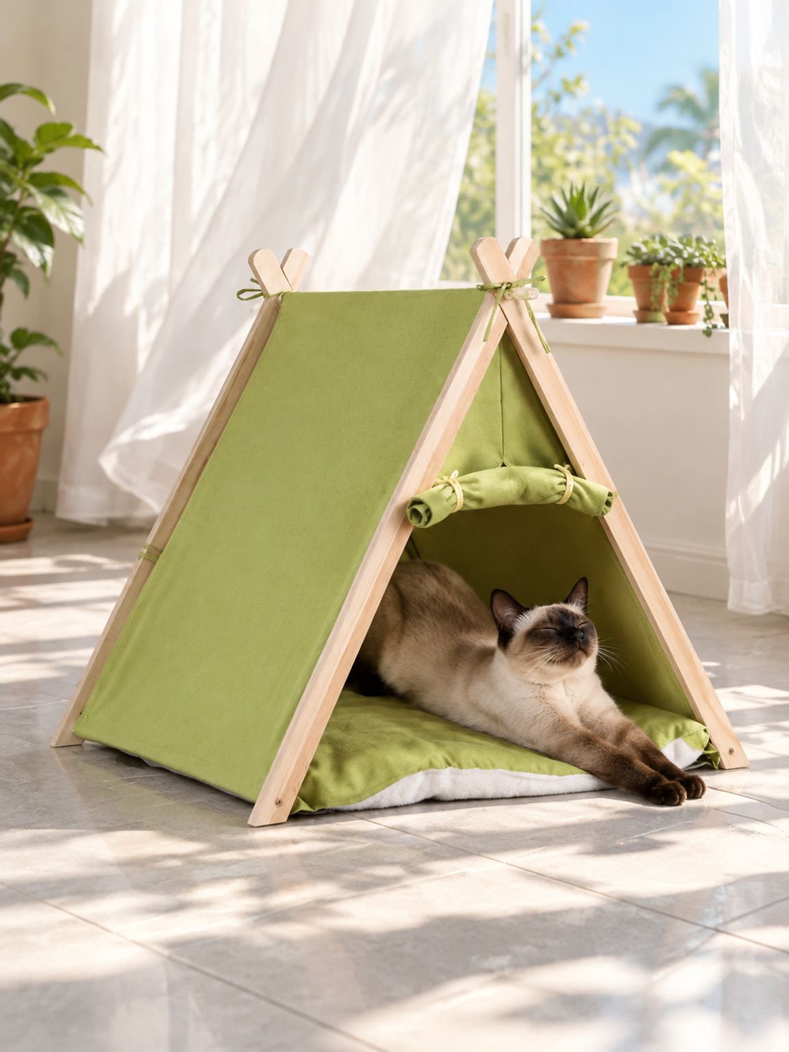 Cama para gato desmontable y lavable, tipo tienda