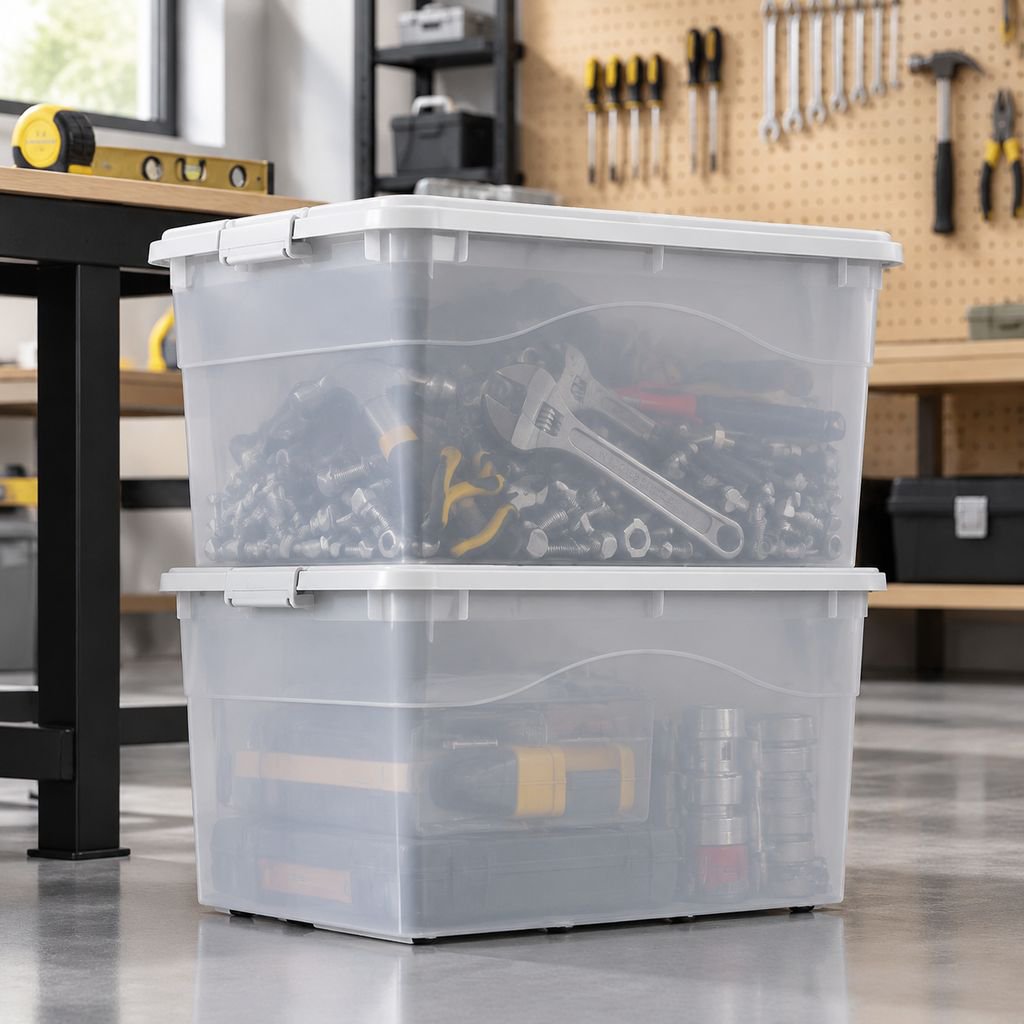 Caja organizadora de plástico grueso al por mayor, grande para guardar ropa